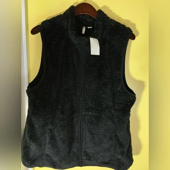 Actine Ladies Vest Black w/Silver Metallic Threads Size XL - Picture 7 of 8